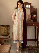 Georgette Peach Traditional Wear Embroidery Work Readymade Pakistani Suit